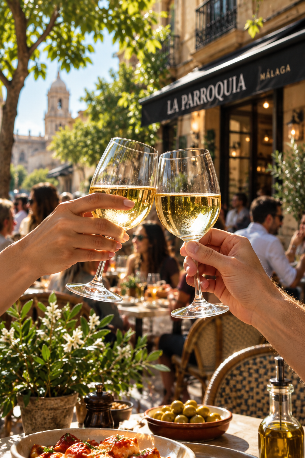 Brindis de vino blanco