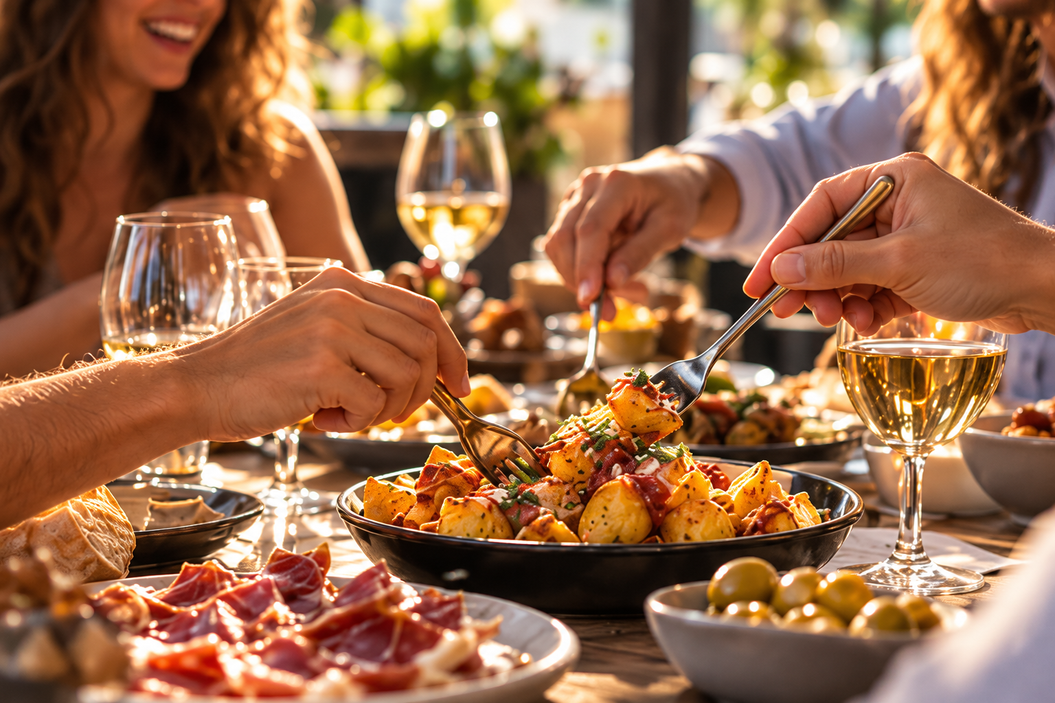 Mesa de tapas para compartir en Isaac Peral